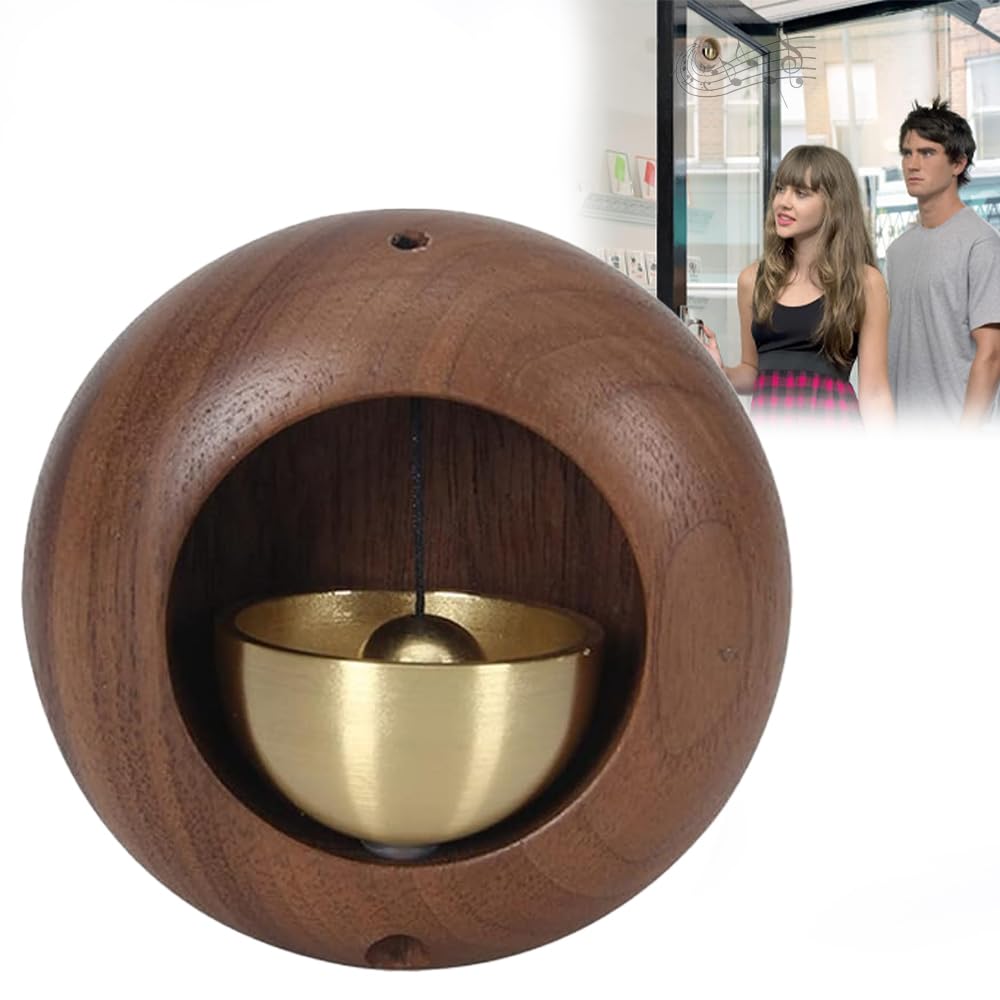 AVEDIA Aesthetic Japanese Style Round Wooden Doorbell Dopamine Small Brass Door Bell for Entry Alert for Shopkeepers, Office Chime, Wireless Hanging Home Entrance Decoration (Dark Brown) (B0DGCDFDLW) Amazon Price History, Amazon Price Tracker