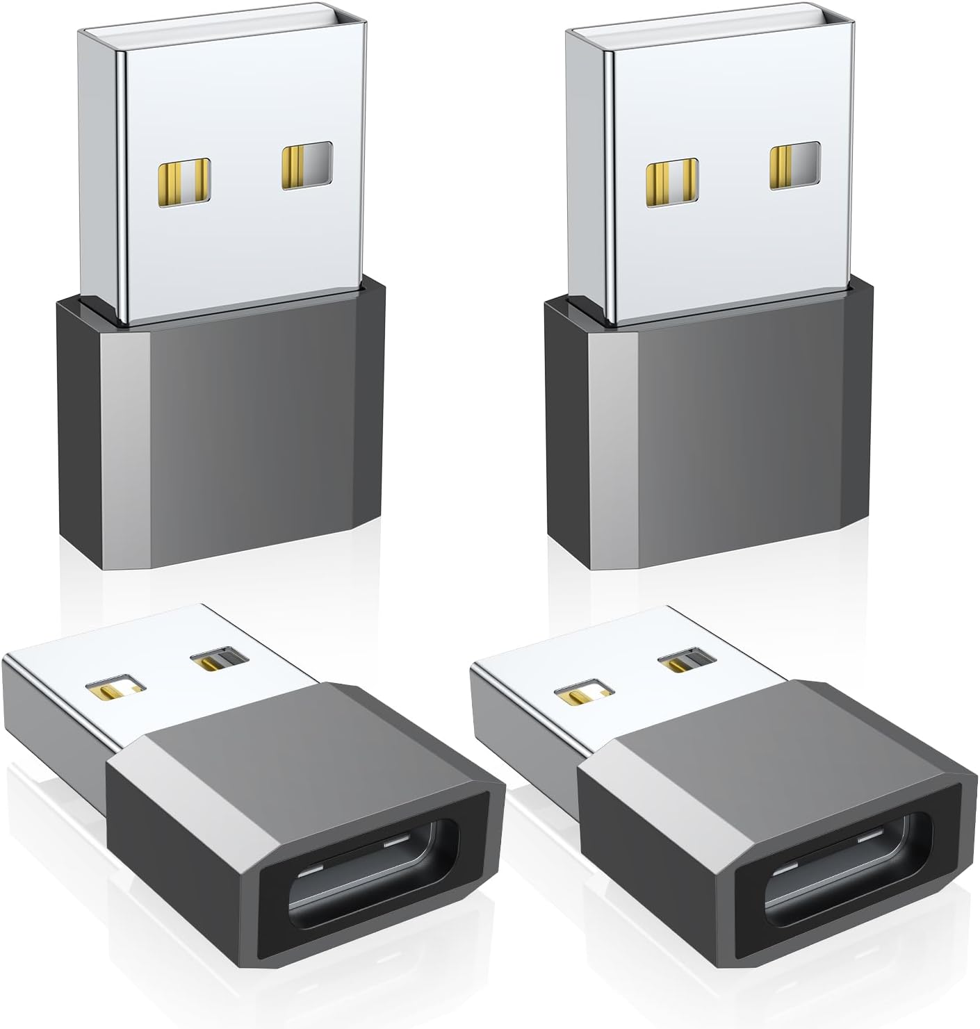 USB C to USB Male Adapter 4 Pack, Type C Charging Cord Connect USB A Charger for iPhone 17 16 15 14 13 12 11 Pro Max, iPad Air 4 Mini 6, Samsung Galaxy S25 S24 S23 S22 S21 S20 Ultra, Pixel 9
