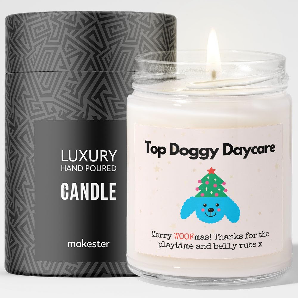 Doggy Daycare Gifts - Luxury Soy Wax Candle - Vanilla, Jasmine, Sugared Almond - Makester