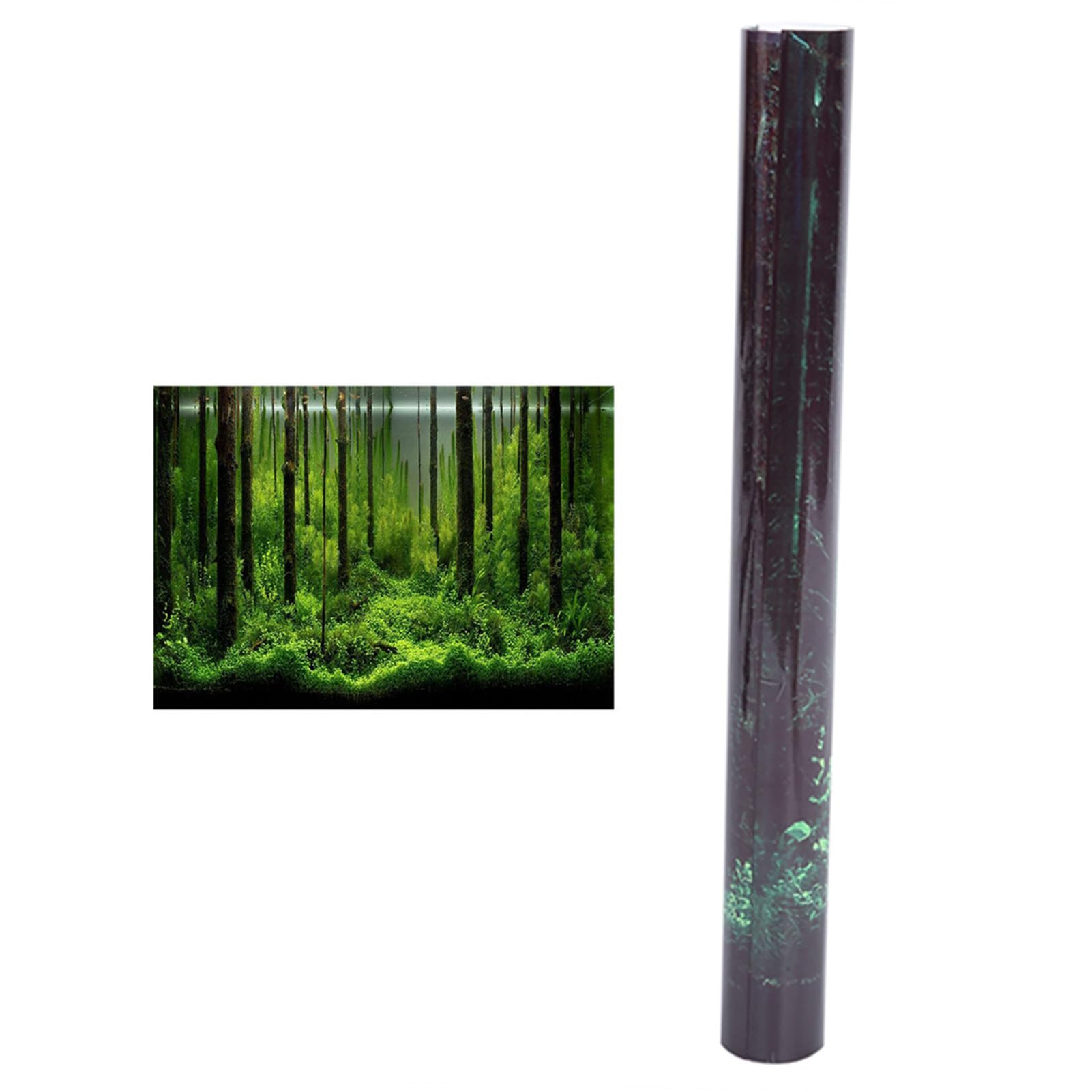 Pssopp Underwater Forest Aquarium Background Paper - PVC Adhesive Double Sided Tank Backdrop for 61x30cm Aquarium