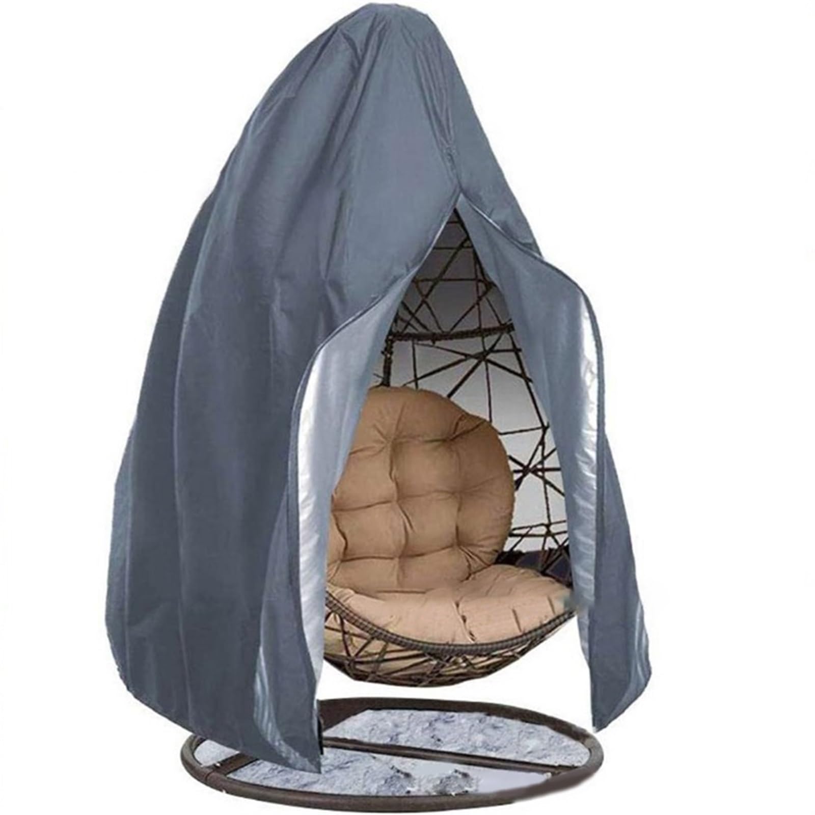 Gcyeidma Grey Egg Chair Cover 1Set Waterproof Egg Chair Cover Hanging Swing Rattan Outdoor Furniture Garden Accessories(Grey)