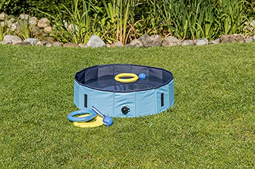 Trixie Hundepool 70 × 12 cm in blau/grau- faltbares Hundeplanschbecken mit rutschfestem Boden & robuster Wandkonstruktion ohne Aufpumpen -39480