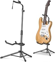New bee Porta Chitarra da Terra Pieghevole Regolabile Supporto Chitarra 80-93CM Stand Shitarra con Chitarra Elettrica, Chitarra Acustica, Basso, Liuto, Ukulele (1 Pezzi)