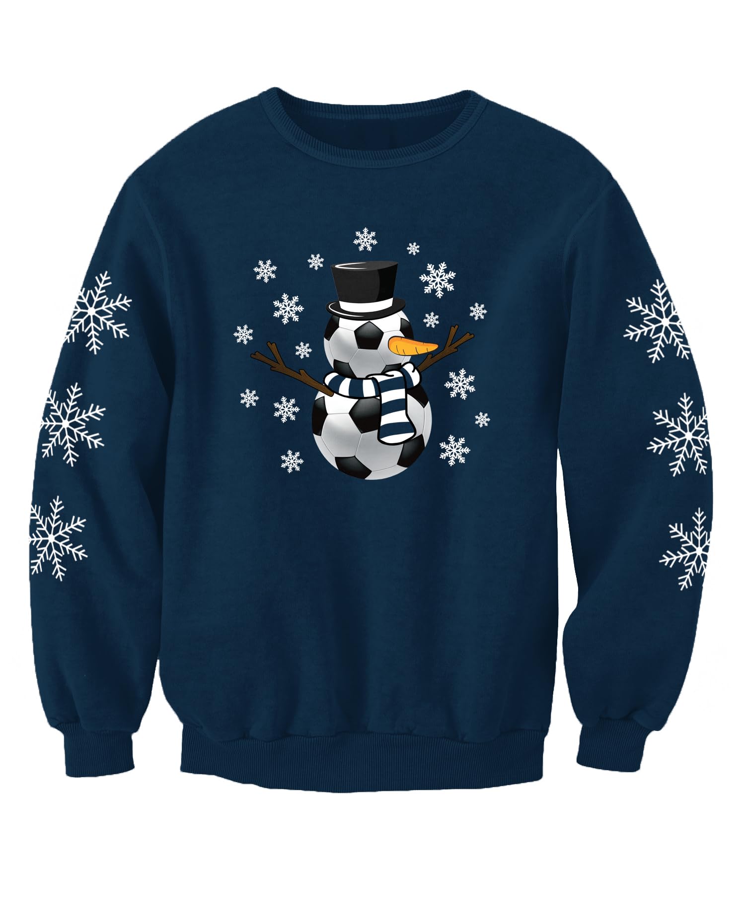 Football Snowman Kids Christmas Jumper Navy Blue (Medium)
