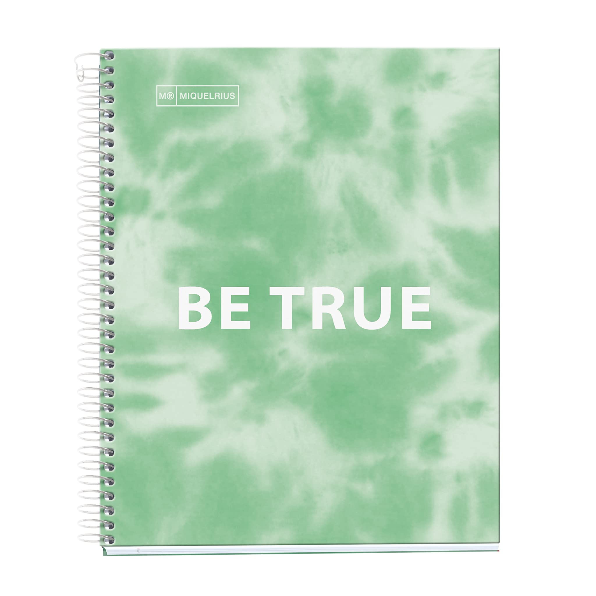 Miquelrius - Spiral notepad A5-120 sheets 90 g - Grid 5 x 5 mm - 4 coloured stripes - Laminated hard cover - Tie-Dye blue