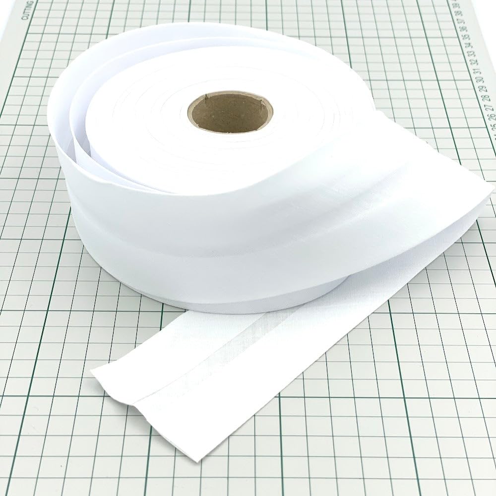 Craft Cult Extra Wide 60mm Plain Bias Binding Tape - 25 Metre Roll (1 - White)