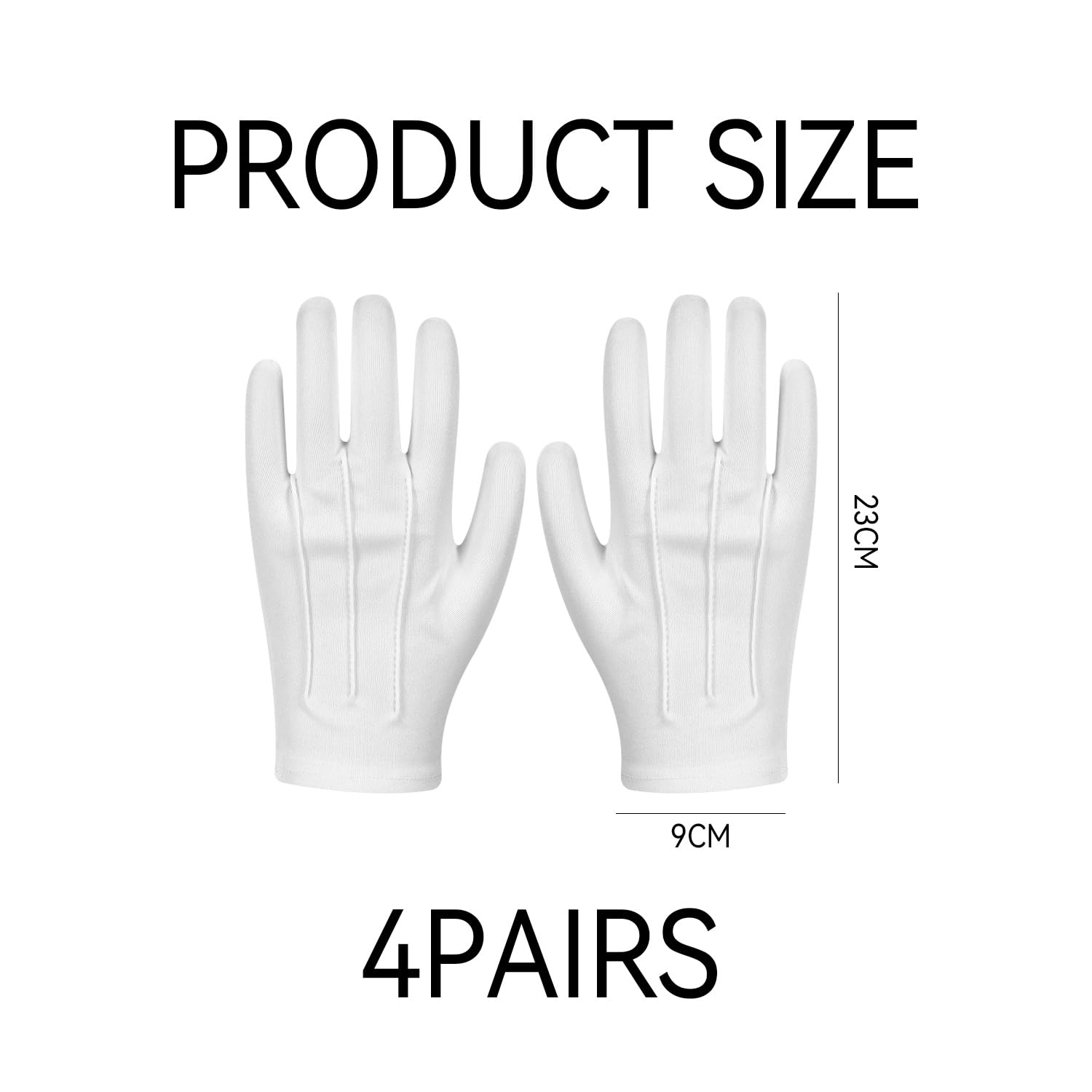 HINFHI 4 Pieces Of White Etiquette Gloves, Soft And Breathable Gloves, Security Duty Gloves, Jewelry Identification Gloves, Clothing Accessories. - Image 2