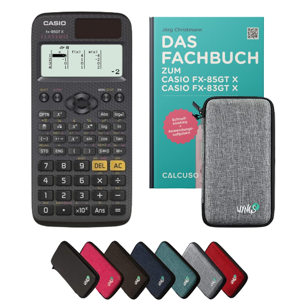 Casio fx-85GT X Incl. Funda Protectora Gris Claro y Libro especializado (64 páginas, DIN A5) – Calculadora científica – Smart Set (Alemán)