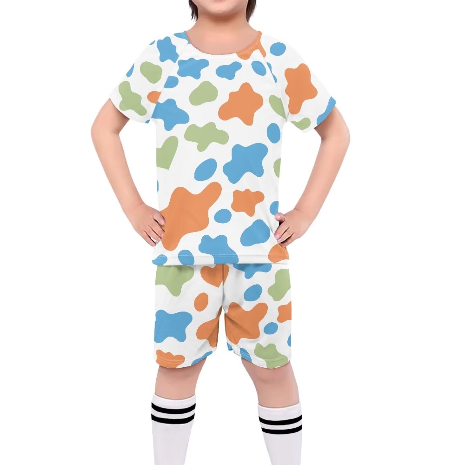 ORGYPET Youth Soccer Jersey Children's 2024 Trendy Football Suit Relaxed Simple Fit Youth Soccer Jerseys Boys Soccer Uniforms for Boys Toddler Children Teenagers, Colorful Cow Print, XS