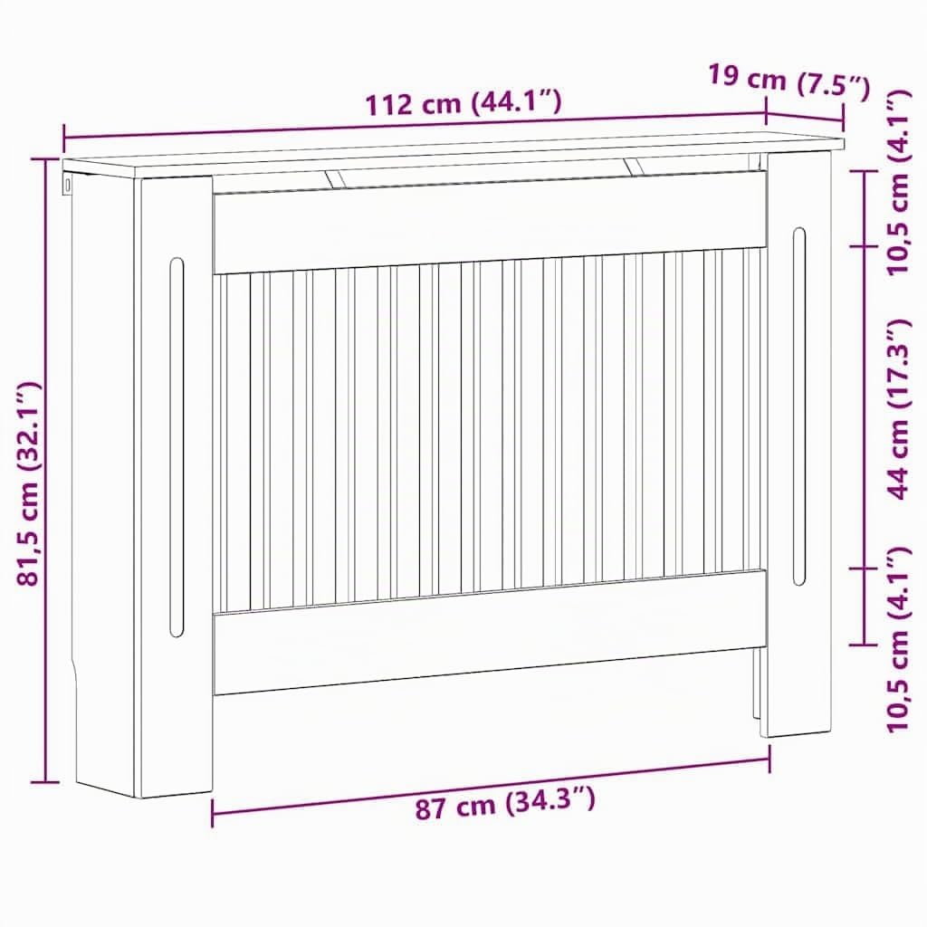 vidaXL Heizkörperabdeckung Altholz 112 x 19 x 81,5 cm Holzwerkstoff