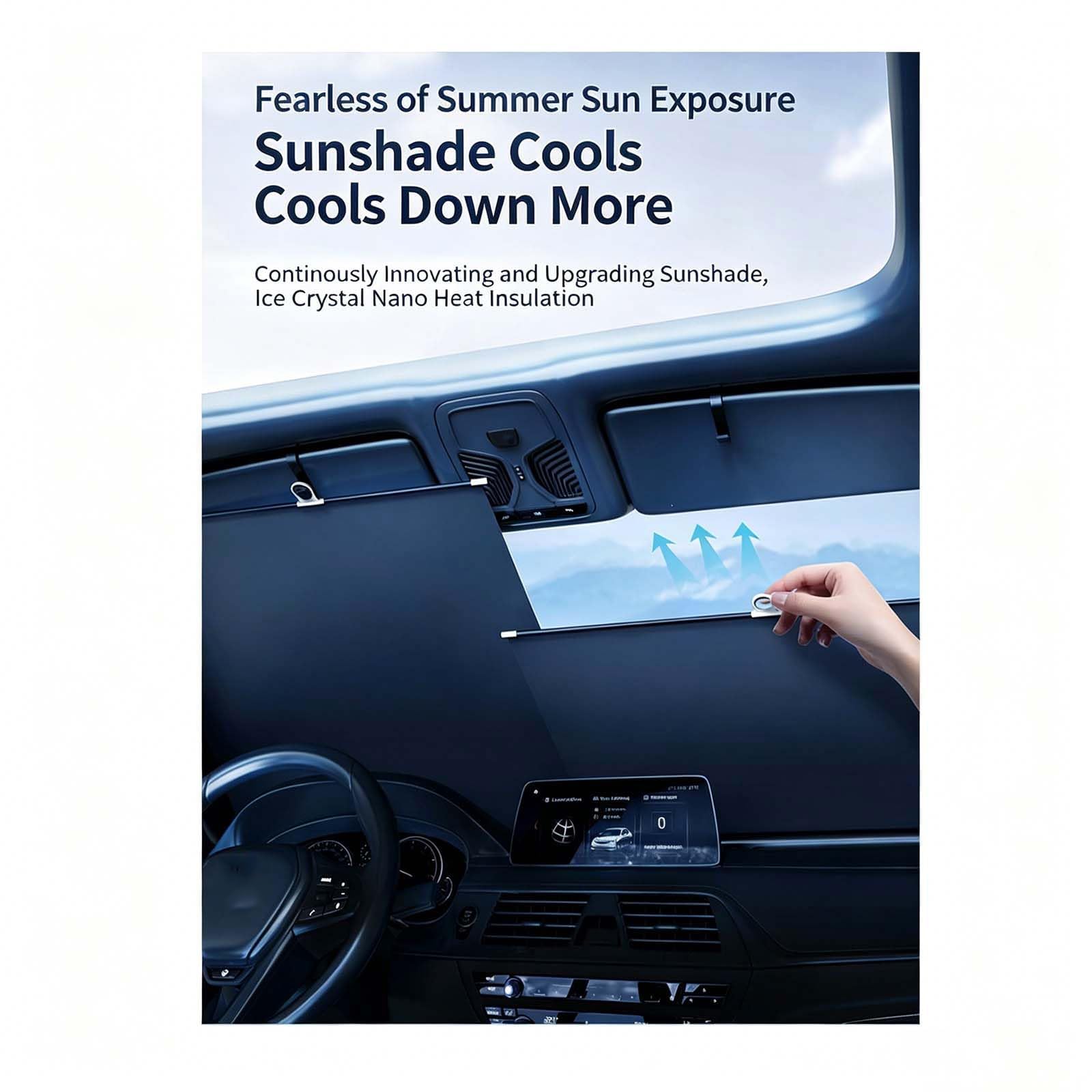 Parasole Auto per Renault Kadjar 2016-2020 | Struttura a rullo automatico in alluminio, strato nano cristallo di ghiaccio, ventose salde, protezione UV e calore