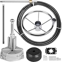 Vista 2 de Sistema de Dirección Fuera de Borda para Volante de Barco, Cable de Dirección Marina de 14 Pies, Sistema de Dirección Marina de 3/4'' de Eje