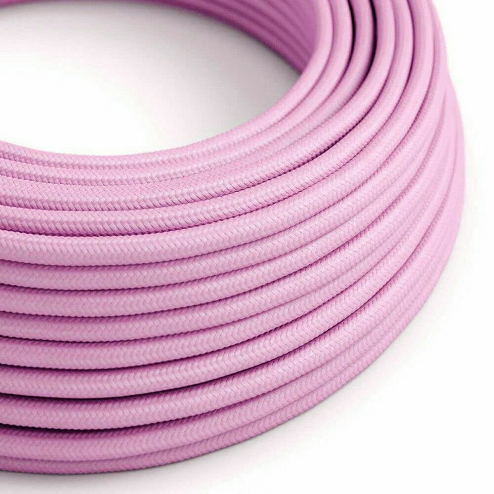10m Baby Pink 3 Core Braided Fabric Electrical Cable Vintage Flex