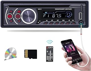 Single Din Car Radio CD Player, Car DVD Player with Bluetooth Hands-Free Calling Car Stereo MP3 Car Player with Video Output, VCD, DVD, AUX, RCA,USB, MP3, FM Radio + Remote Control+32G SD