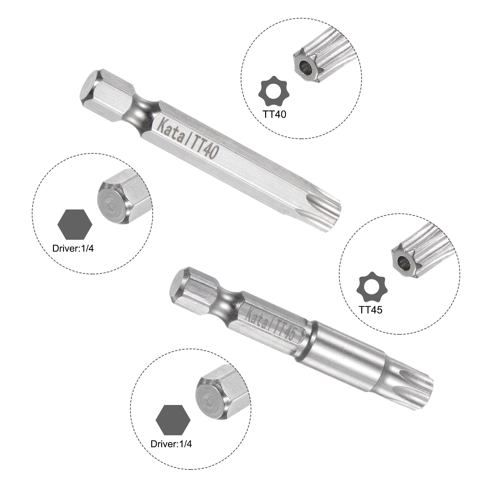 5 Écrous Magnétiques 1/4" Hex - Tige 7mm, Longueur 48mm - Pour Perceuse, Tournevis - Acier Chrome Vanadium