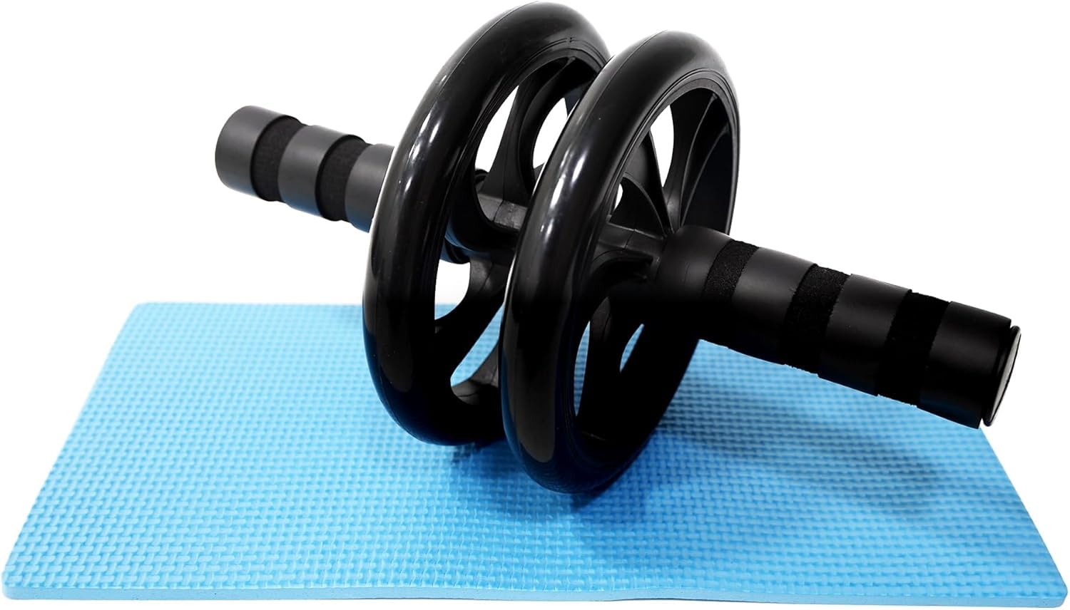 Ab Double Wheel Exercise Roller Wheels - Black, Abdominal Wheel, Core Strength & Stability Trainer for Home Workouts, Compact & Portable Abdominal Fitness Equipment