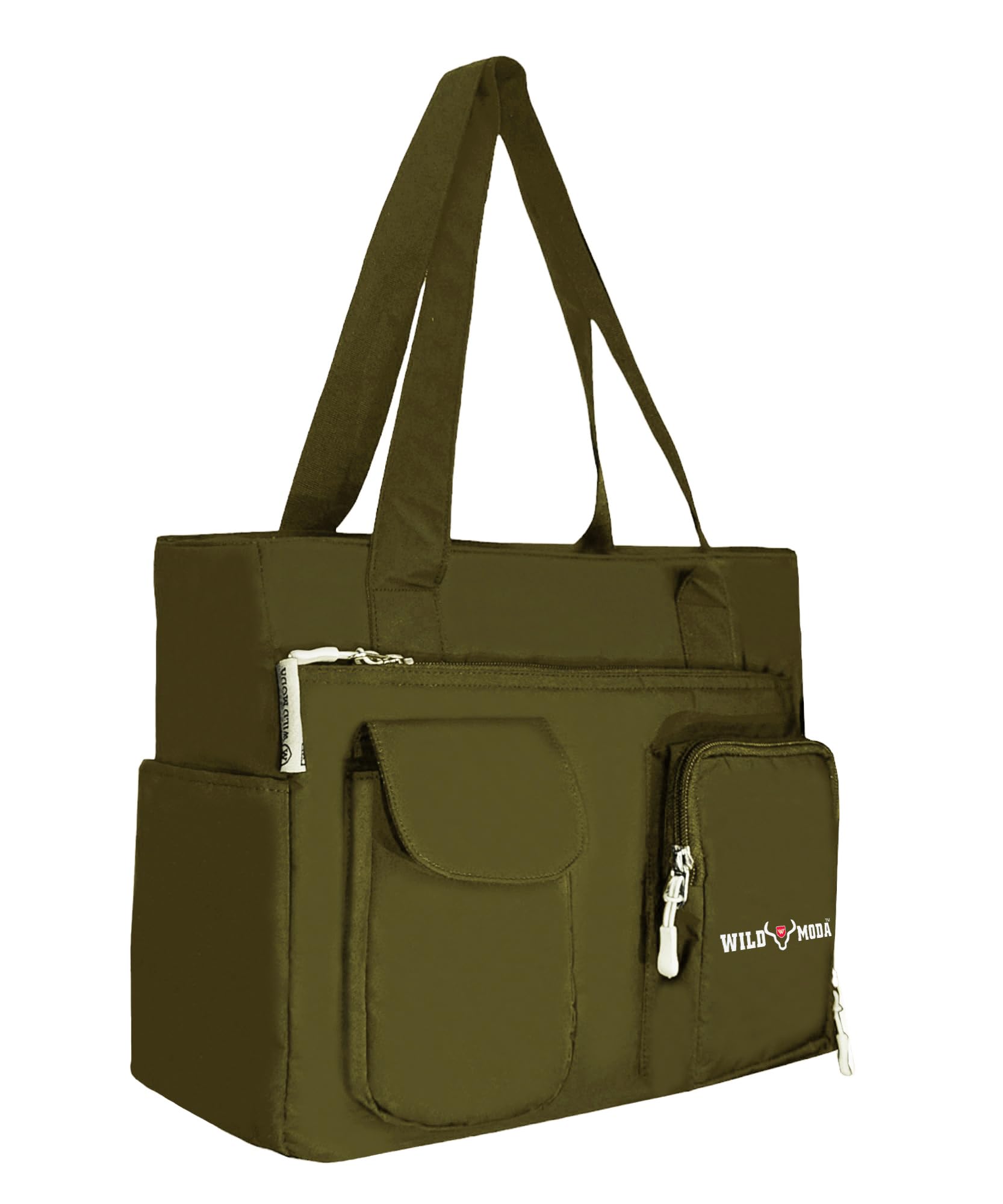 WILD MODA Womens Classic Polyester Double Pocket Shoulder Bag (Olive) (B0CMXNWGRK) Amazon Price History, Amazon Price Tracker