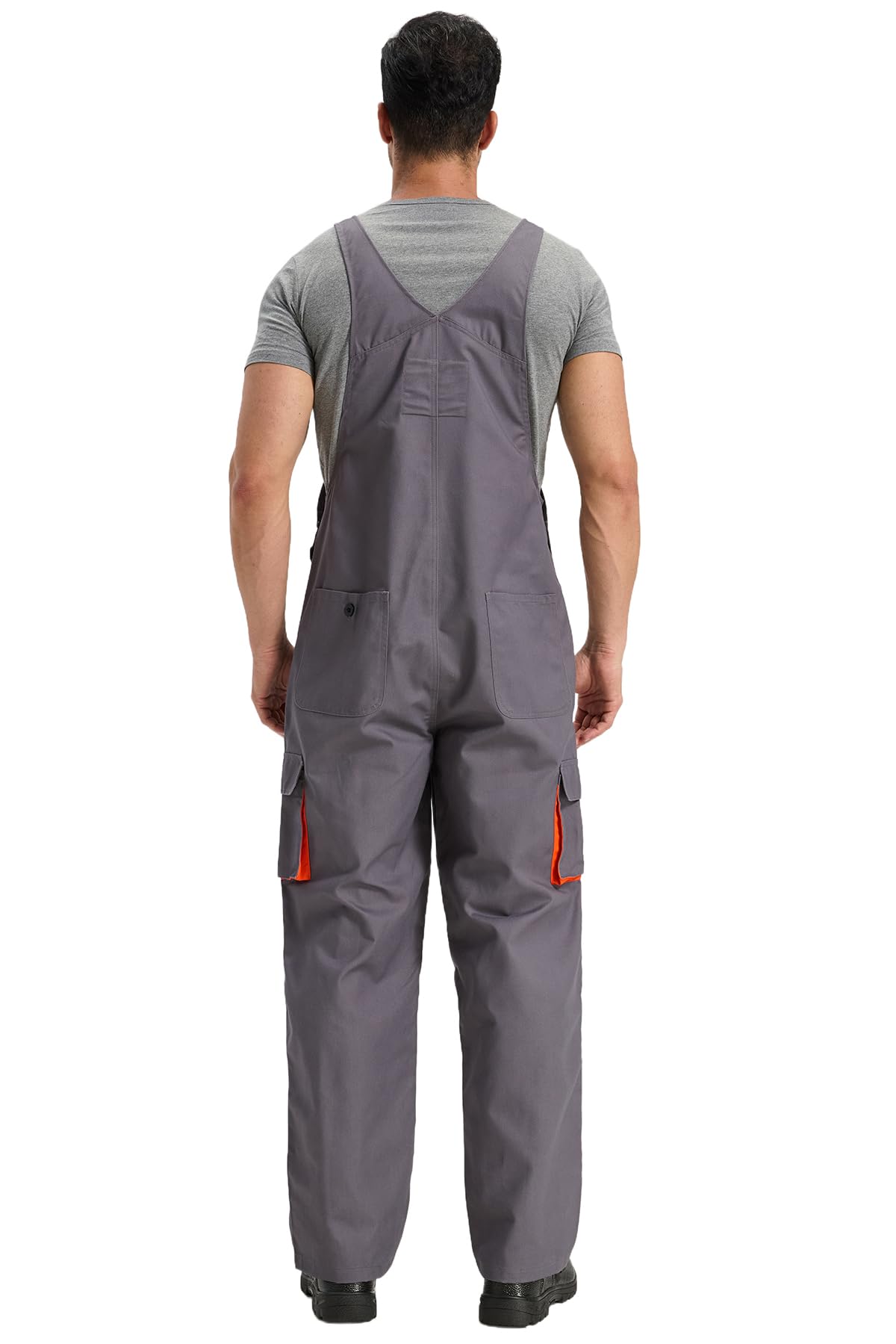 Salopette da Lavoro da Uomo Pantaloni Lunghi Salopette Tuta da Lavoro con Bretelle, Grigio, L