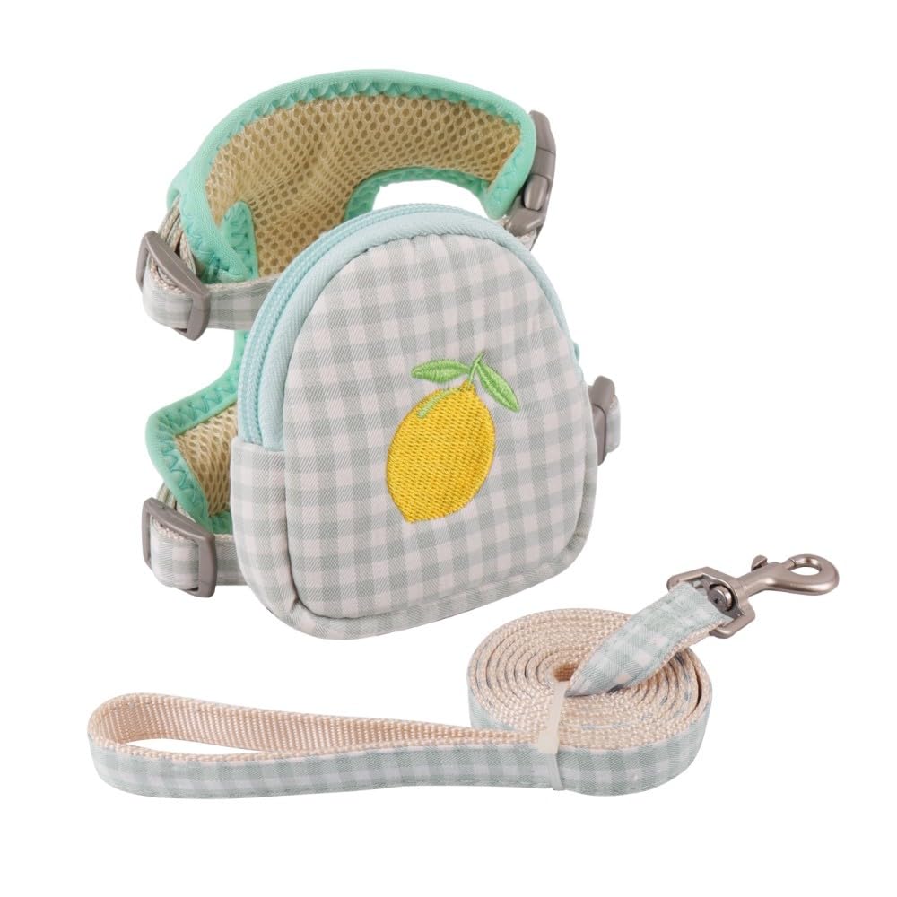 3PCS Pet Backpack, Adjustable Breathable Cute Dog Vest Harness Detachable Pet Leash with Fruit Pattern Shape for Small Dogs Cat