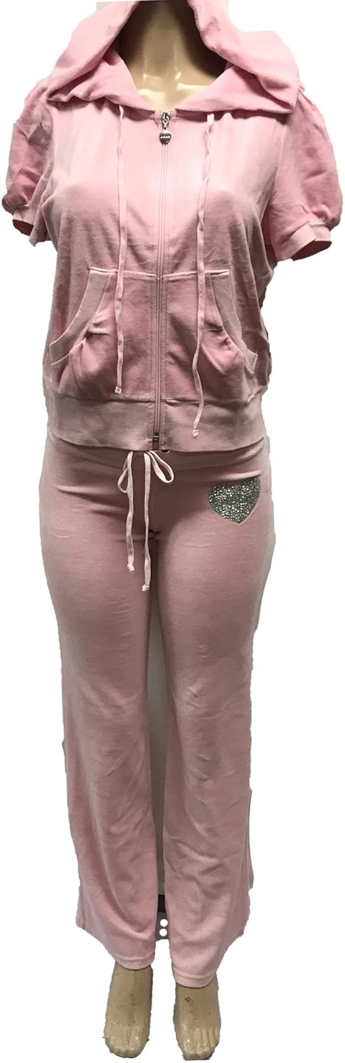 2b Bebe Women S Love Lace Bebe Velour Velvet Zip Up Active Wear Short Sleeve Hoodie In Blush Pink Diamond Pink Amazon Co Uk Clothing