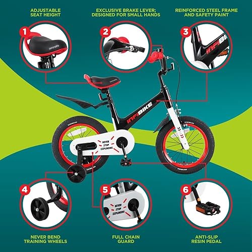 Miniatura 2 de SereneLife Bicicleta para niños con ruedas de entrenamiento  Bicicleta para niños pequeños con altura de asiento ajustable, marco de acero de
