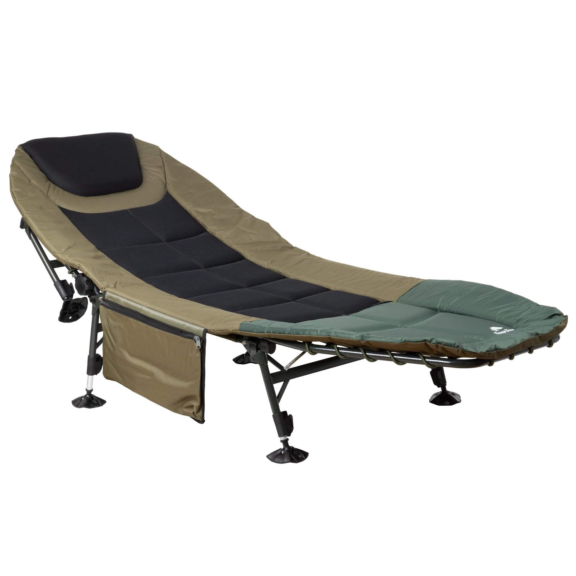 CampFeuer Cama de Pesca Acolchada XXL 200 x 81 x 41-98 cm | Camilla de Camping Plegable y Regulable en Altura con 6 Patas | Silla de Pesca, Catre Plegable, Cama Plegable Portátil para Exteriores
