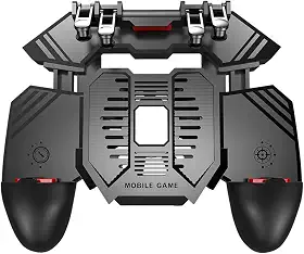 Controle de Jogo Móvel AK77 Gamepad PUBG com Gatilho 6 Dedos Cooler Fan Sensível para Celular IOS Android Recarregável via USB Design Ergonômico