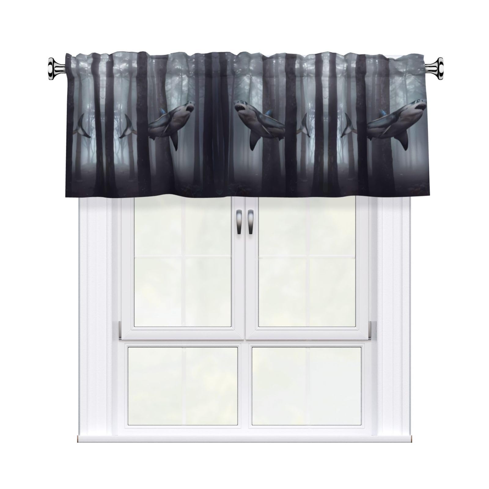 WHJDPP Funny fish Design Prints Charming Kitchen Window Cover – 54x18 Inch Peach Skin Valance with Decorative Print