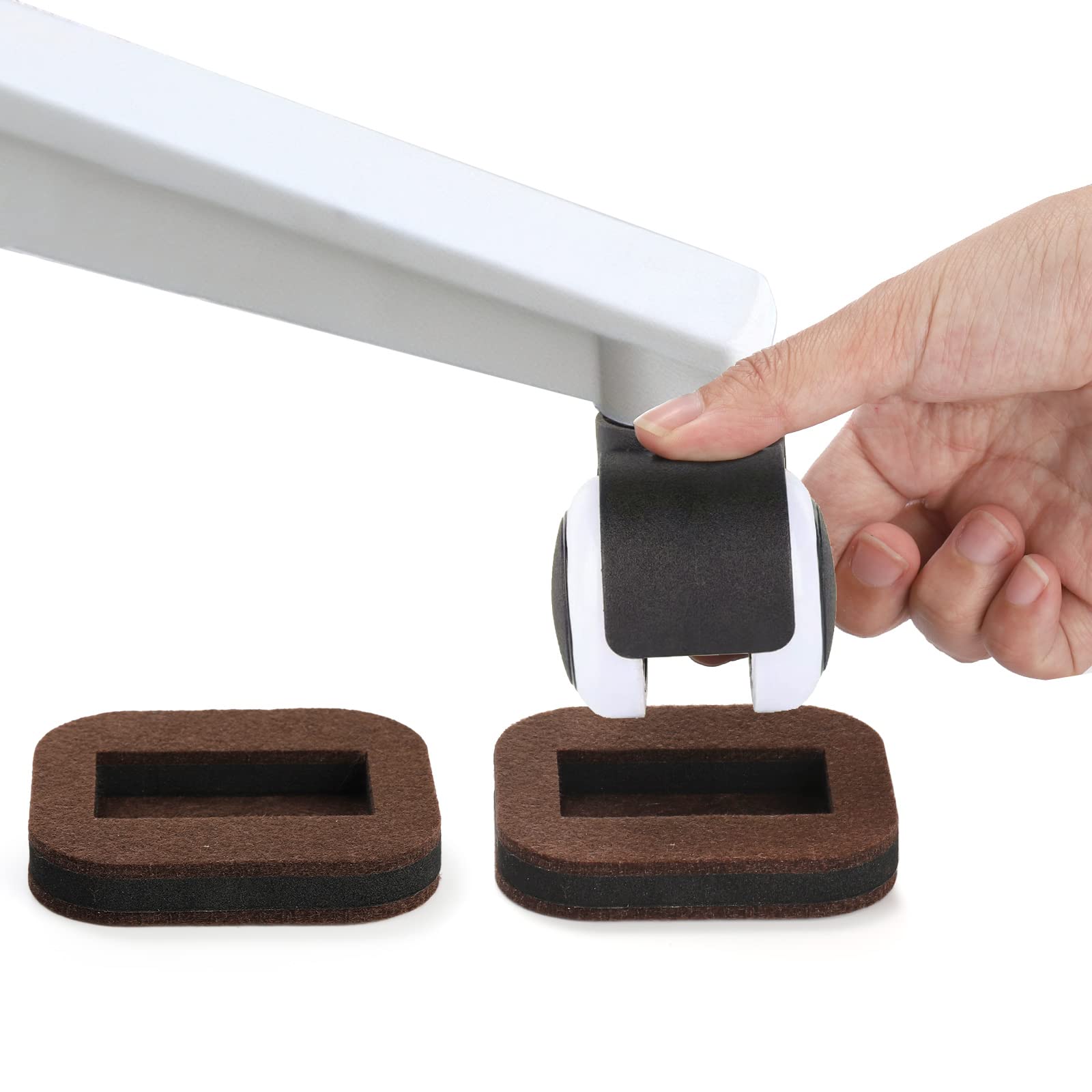 Pumtus Paquete de 20 posavasos de fieltro para muebles, almohadillas de fieltro antideslizantes para muebles, tapones de rueda de cama, protectores de suelo para suelos de madera dura, azulejos o