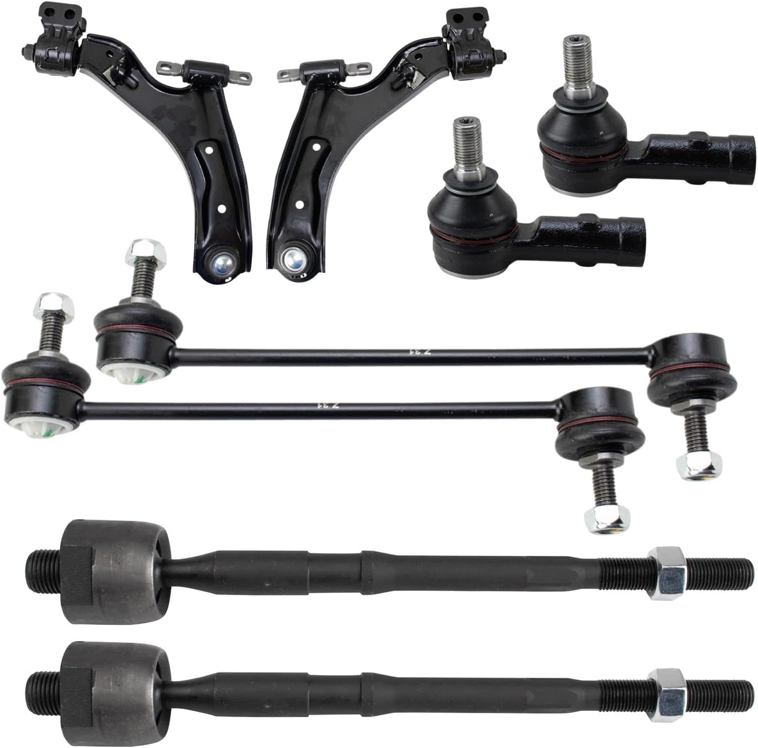 Front Steering and Suspension Kit Control Arms with Ball Joints Tie Rods Sway Bar Links Compatible with 2013-2015 Chevrolet Spark 2014-2016 Spark EV
