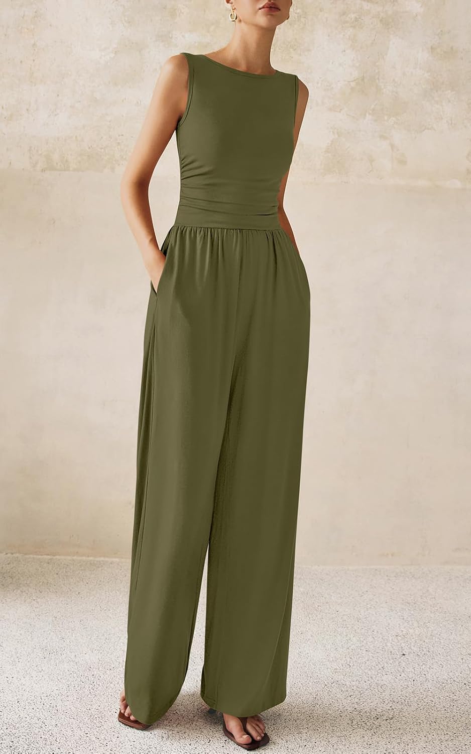 PRETTYGARDEN One Piece Jumpsuits for Women Dressy Casual Sleeveless Crewneck Wide Leg Rompers Jumpers Vacation Summer Outfits - Image 8