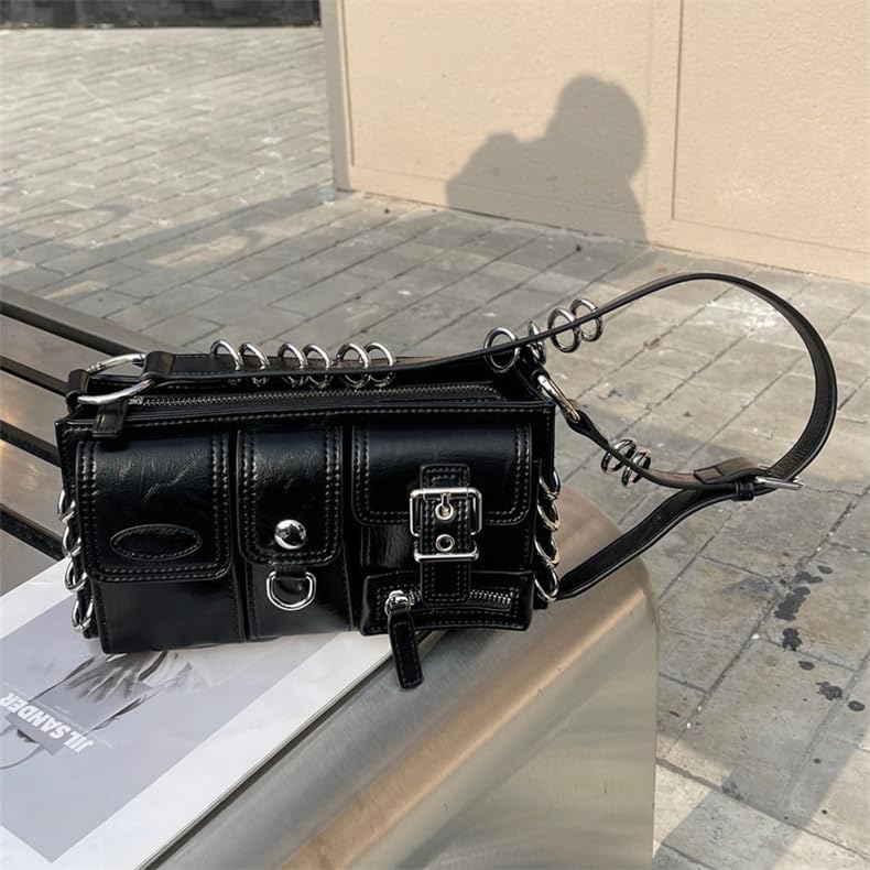 Sac à main vintage en cuir synthétique texturé avec fermoir moraillon - 3