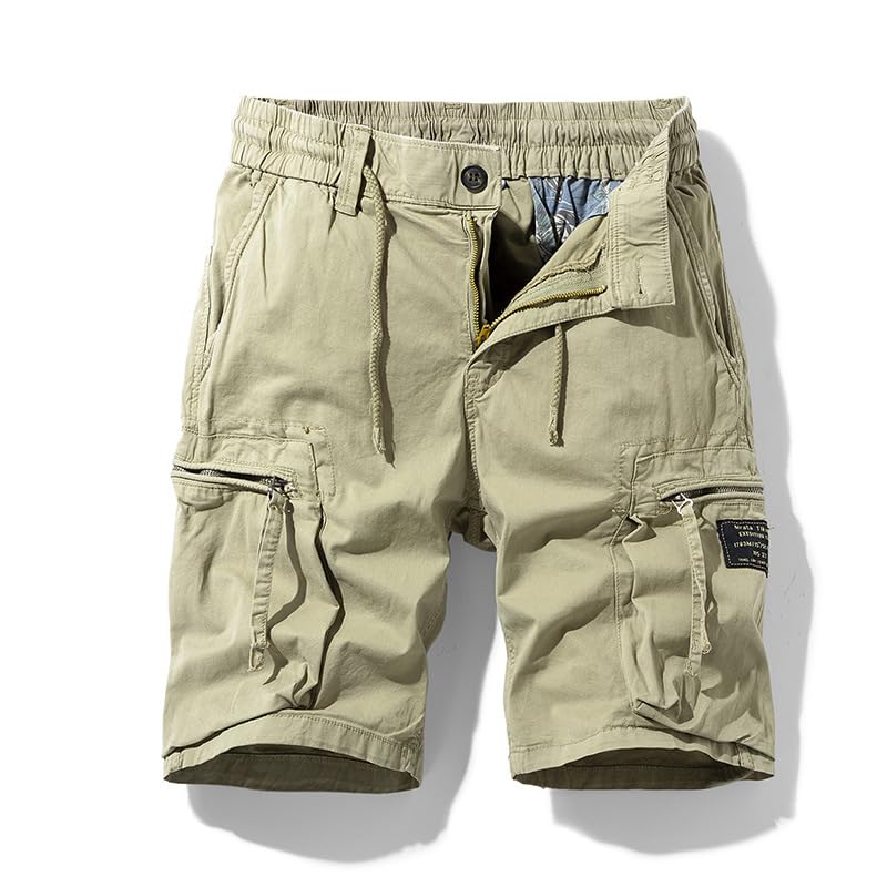 Short jogging hommes style cargo kaki taille 30 ample multi poches