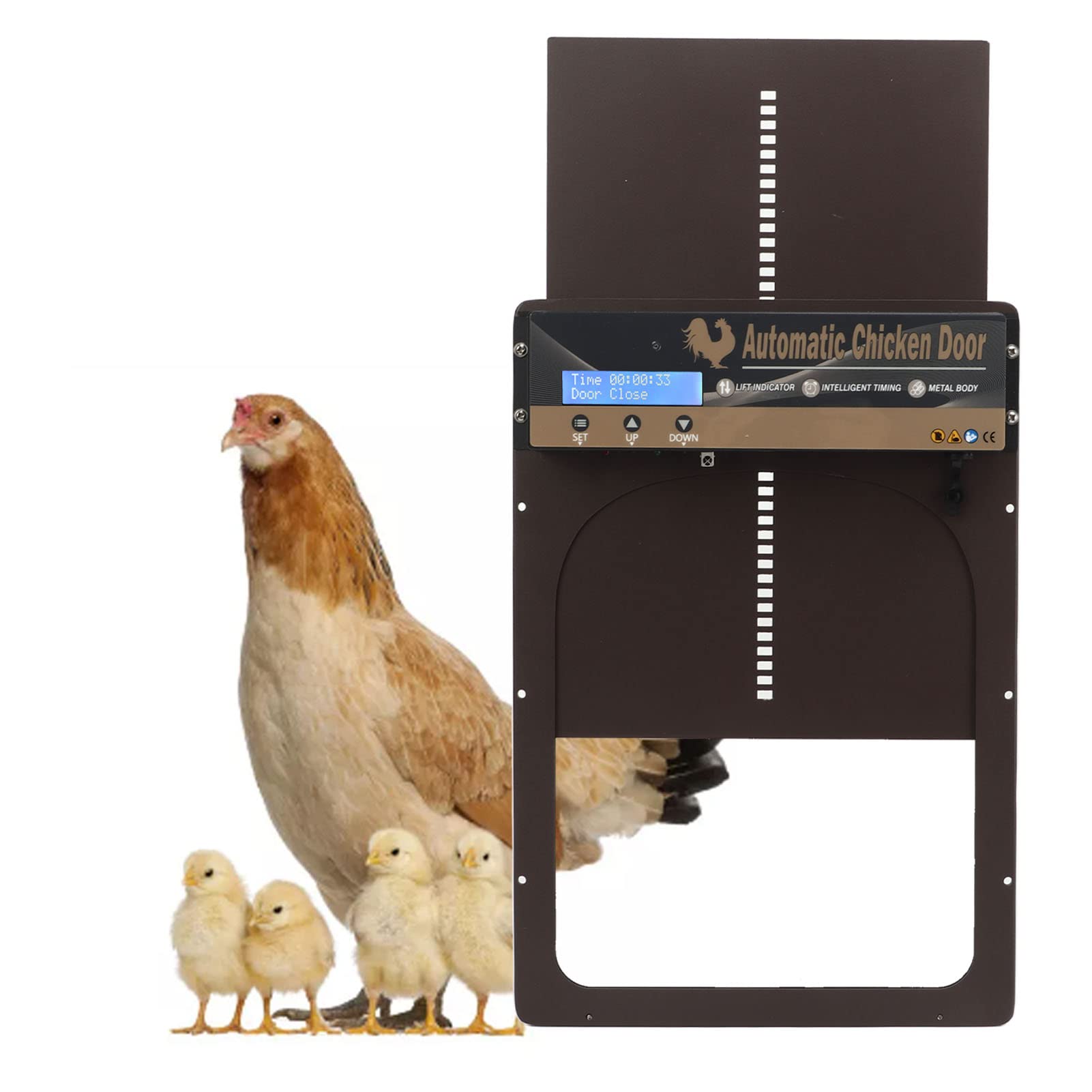 Porta automatica per pollaio 3 in 1, apriporta automatico per pollaio con sensore di luce e timer, telecomando, porta elettrica per pollaio, porta in metallo per pollaio per polli, anatre, oche (UK)
