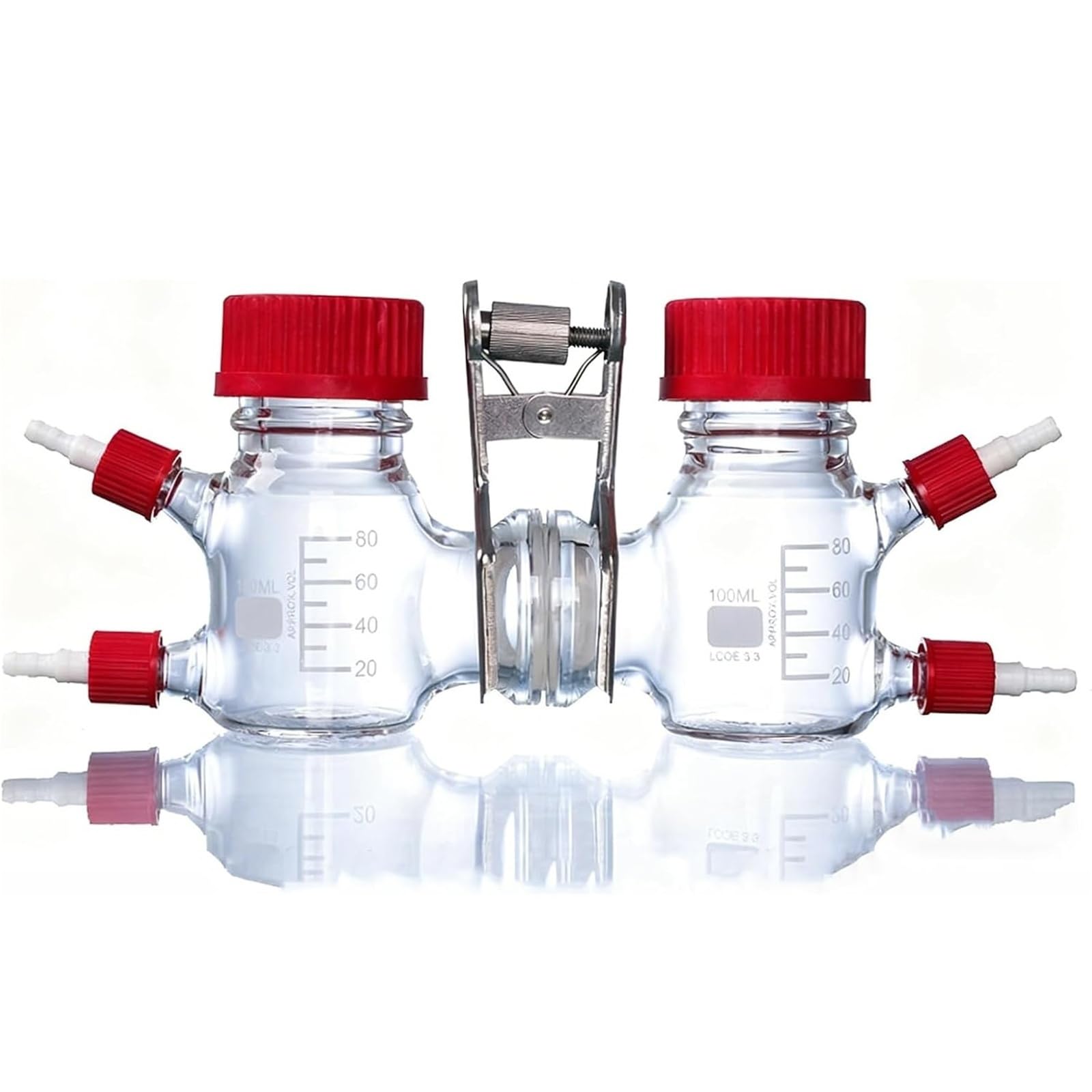 Zweizelliger Reaktor Aus H-Typ-Glas Mit Hohem Borosilikatgehalt, 100 Ml Elektrochemische Reaktionskammer, Mit Protonenaustauschmembran Und Turmanschluss, For Laborflüssigkeitsexperimente