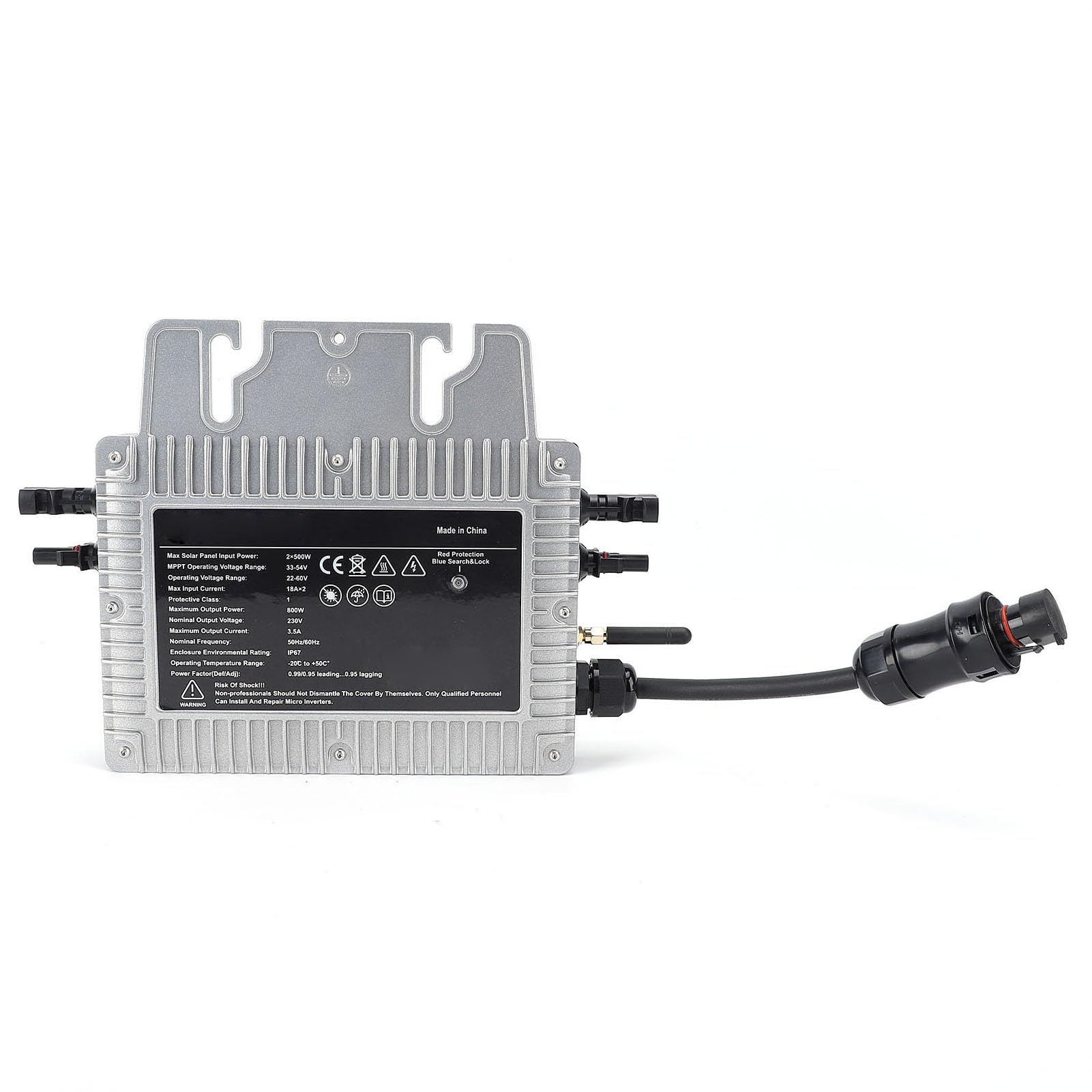 TOPINCN Mikroinwerter Sieciowy o Mocy 800 W, WiFi Stop Aluminium Automatyczna Identyfikacja Przetwornice Mocy Mikroinwerter DC na AC do Panelu Słonecznego