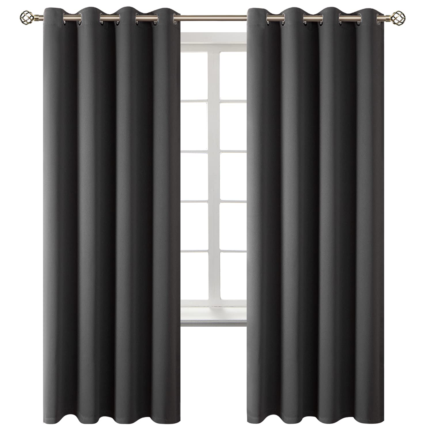 BGment Dark Grey Blackout Curtains for Bedroom 72 Inch Long - 2 Panels