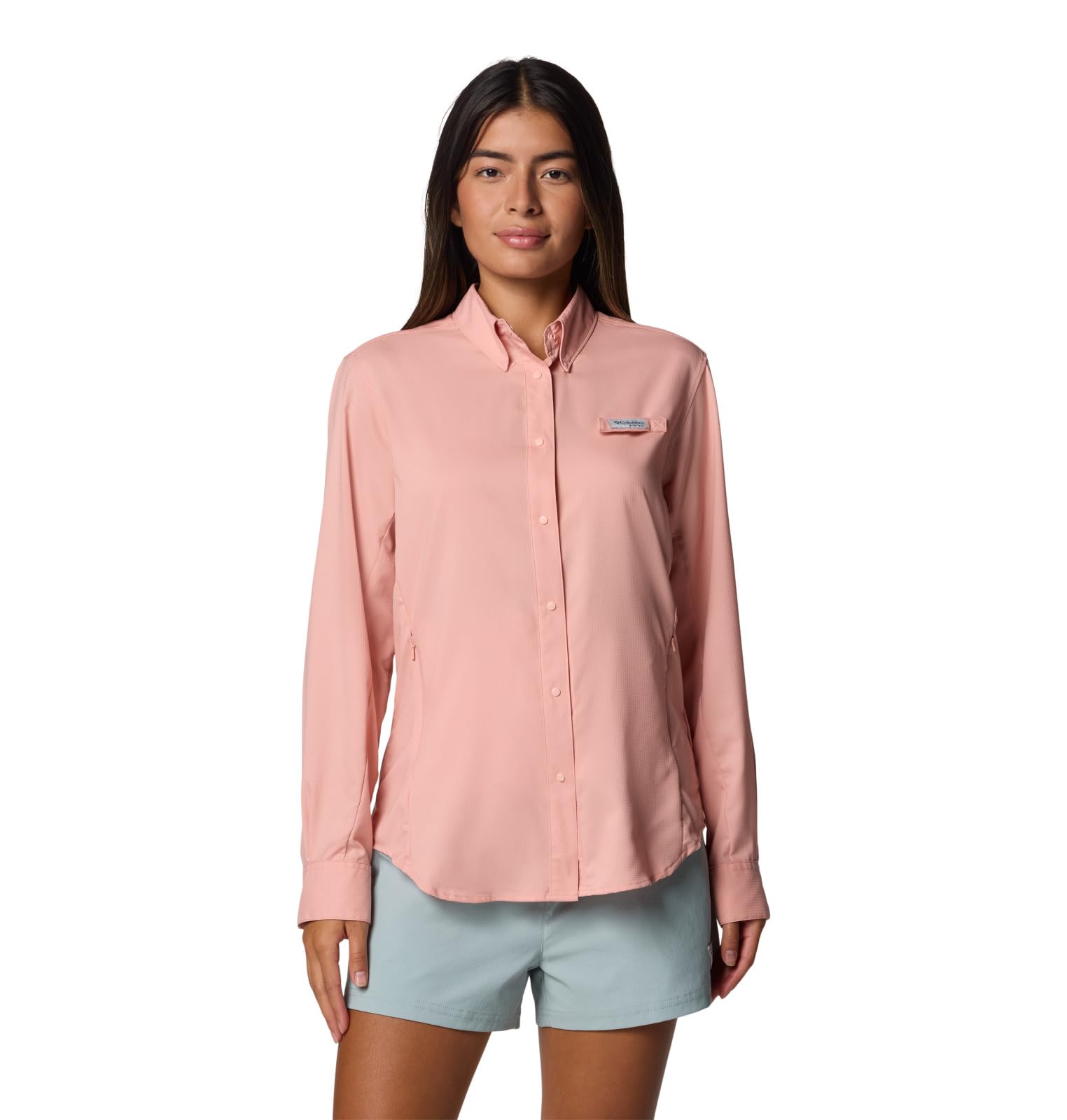 Columbia Womens PFG Tamiami II Long Sleeve Fishing Shirt, Faux Pink, X-Large