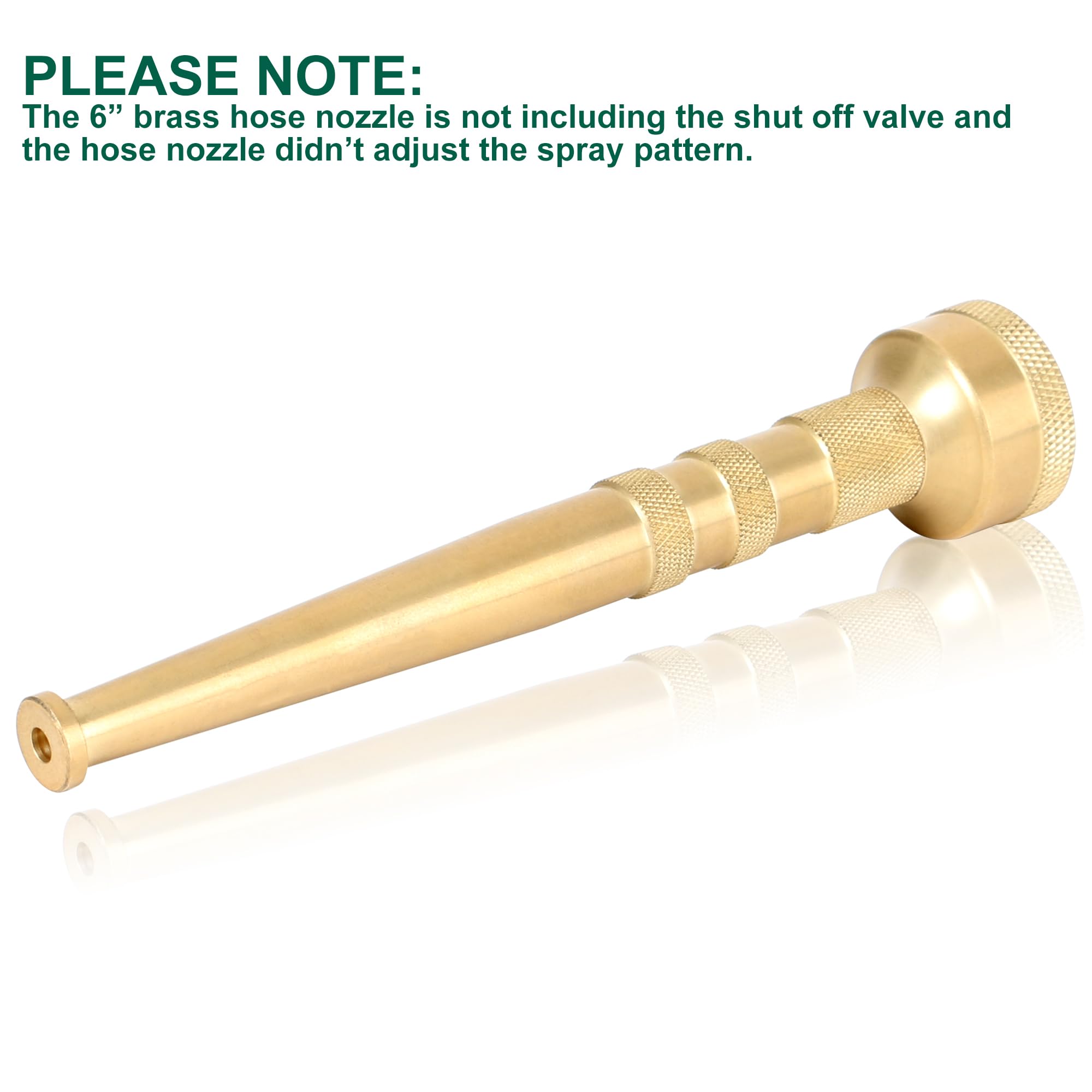 STYDDI Ugello per tubo dell'acqua da giardino in ottone, 15,2 cm, ugello per tubo flessibile a getto con ugello da 3/4", 7 GPM 80 PSI, ugello super spazzatrice ad alta pressione per patio pulito,