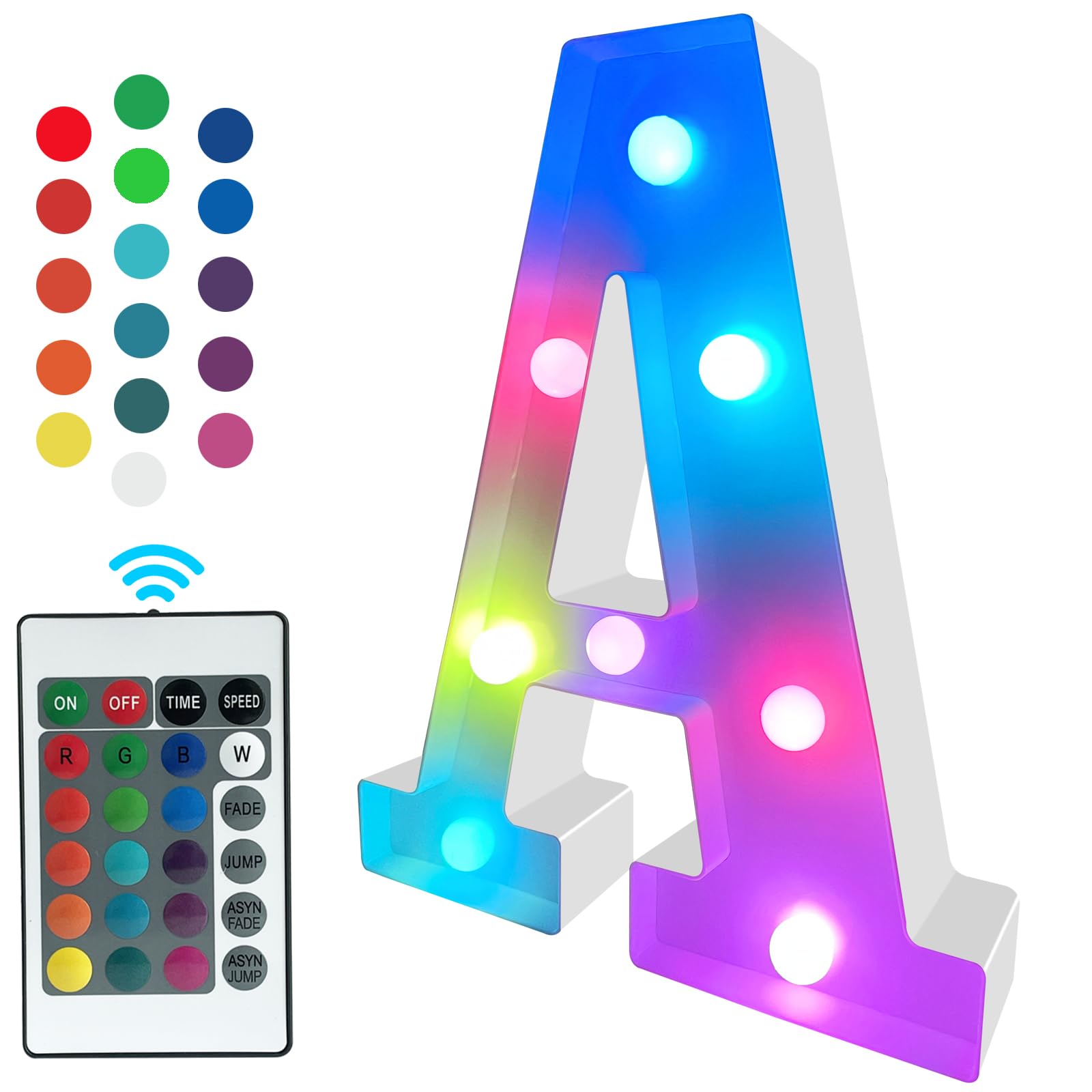 Glintee Marquee Light Up Letter A, Colorful LED Sign With Remote Control 16 Color Change for Party/Wedding/Home/Bar/Christmas Decoration (RGB)