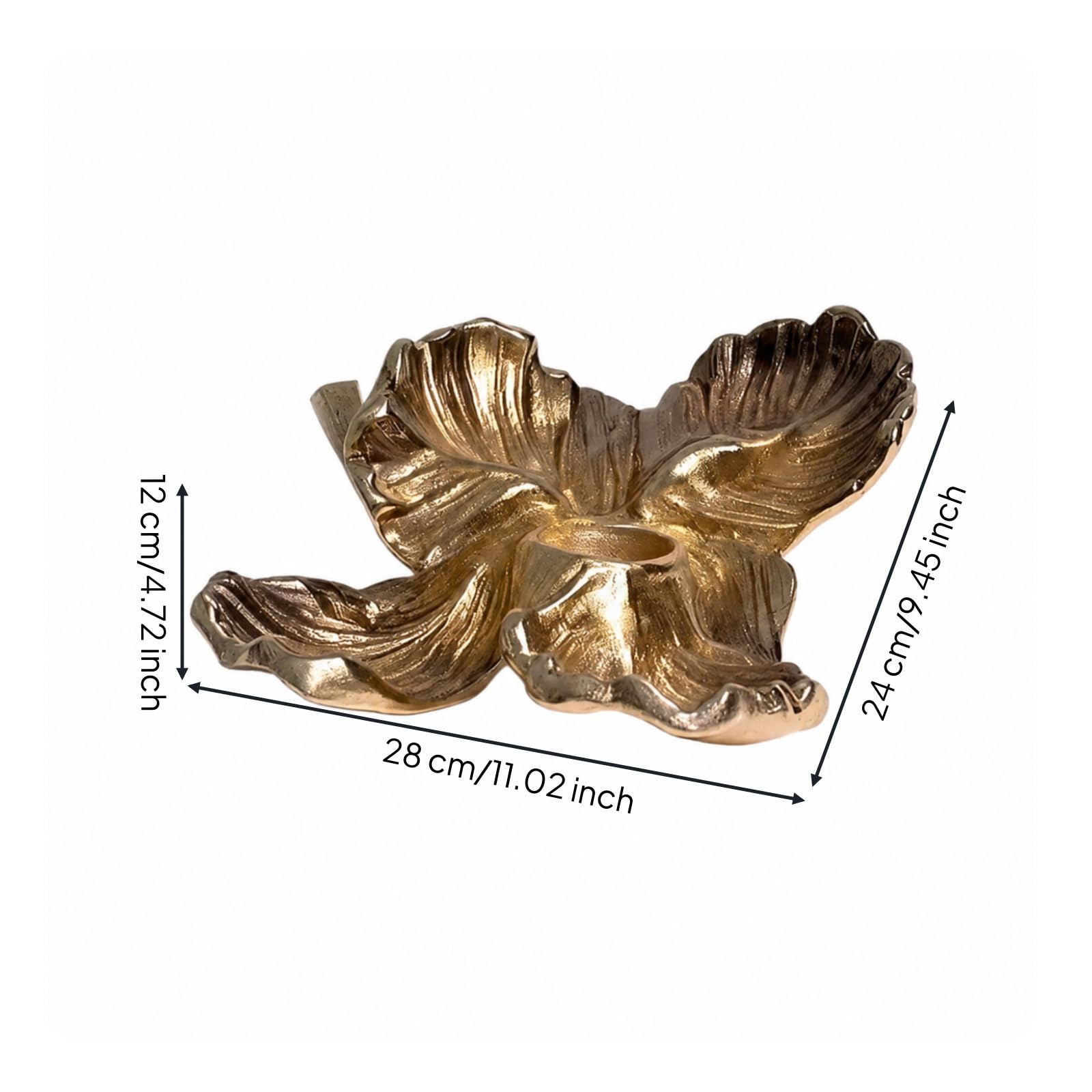 Portavelas Aluminio Artístico Canlabro con Pájaro Vintage Canlabros para Mesa, Salón, Dorado, Grande 28 24 H12cm