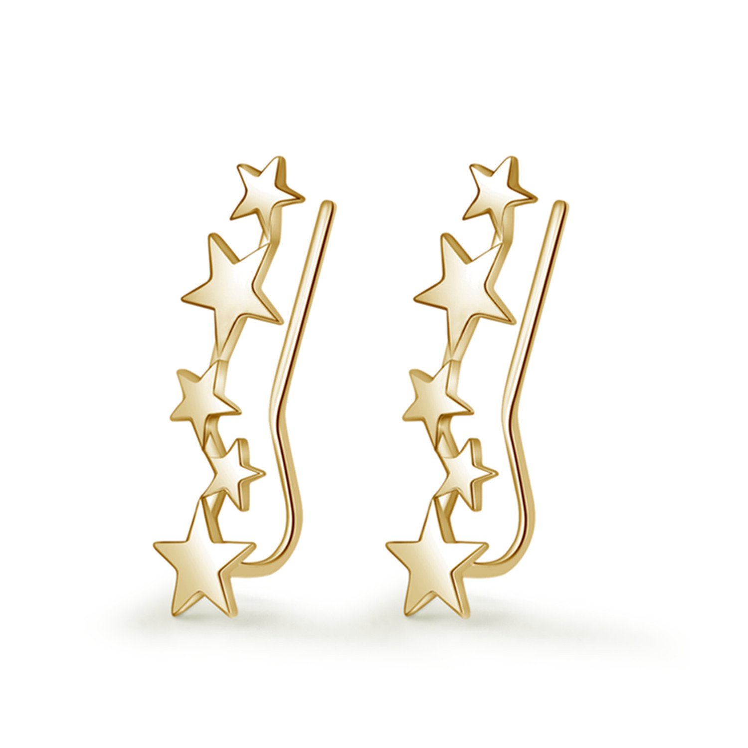 Magic Pieces Sterling Silver Mix Linked Stars Sweep up Ear Pin Crawler Cuff Wrap Climber Earrings