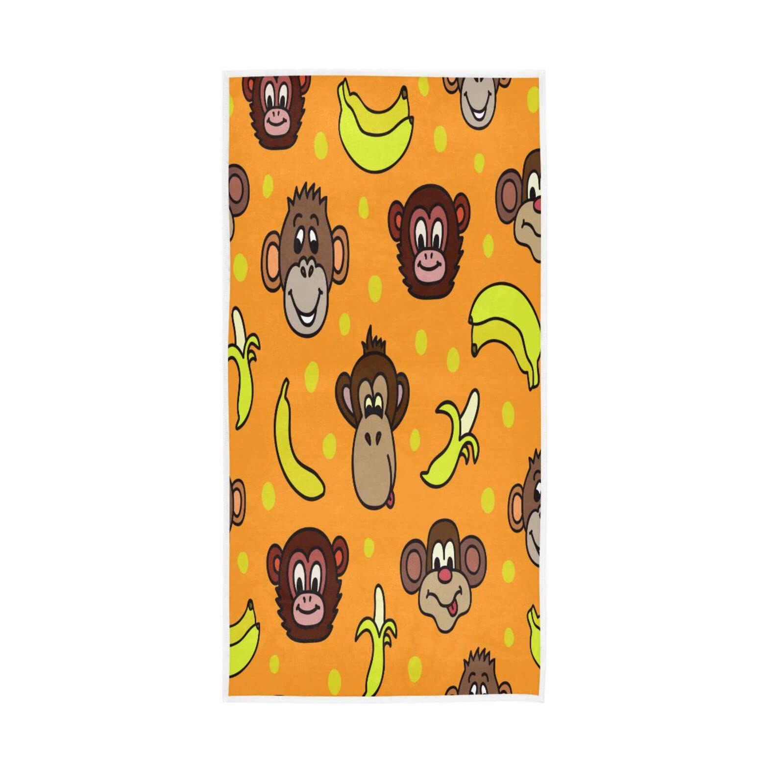 LSRCPD Cute Faces Monkeys Bananas Hand Towel, 15 x 30 Inches Soft Hand Towel Spa Hand Towels Workout Towels