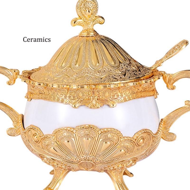 Ceramic Seasoning Jar Storage Box Golden Color