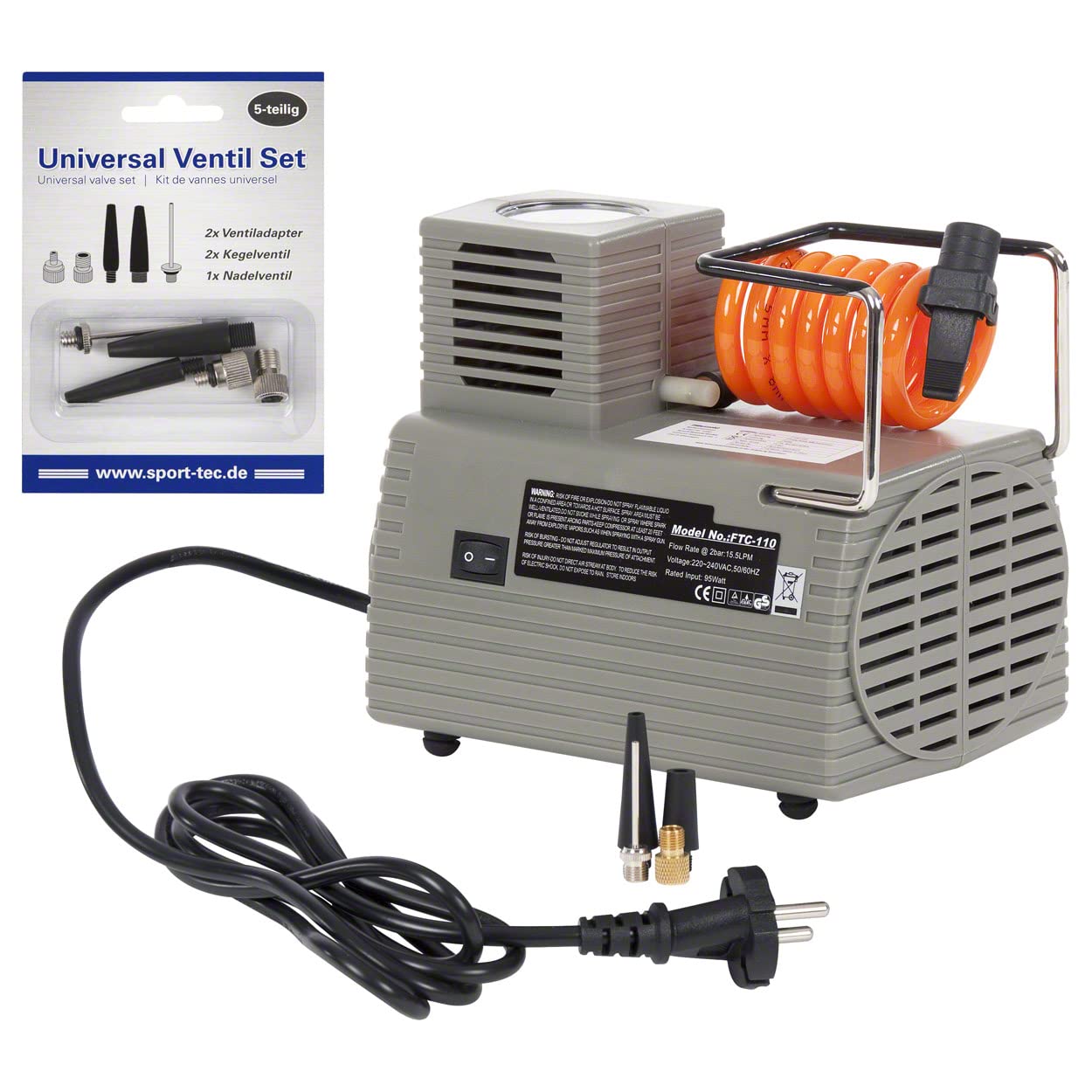 Ballkompressor PM250, 220 V, 4 bar, inkl. Universal Ventil-Set, 5-tlg.