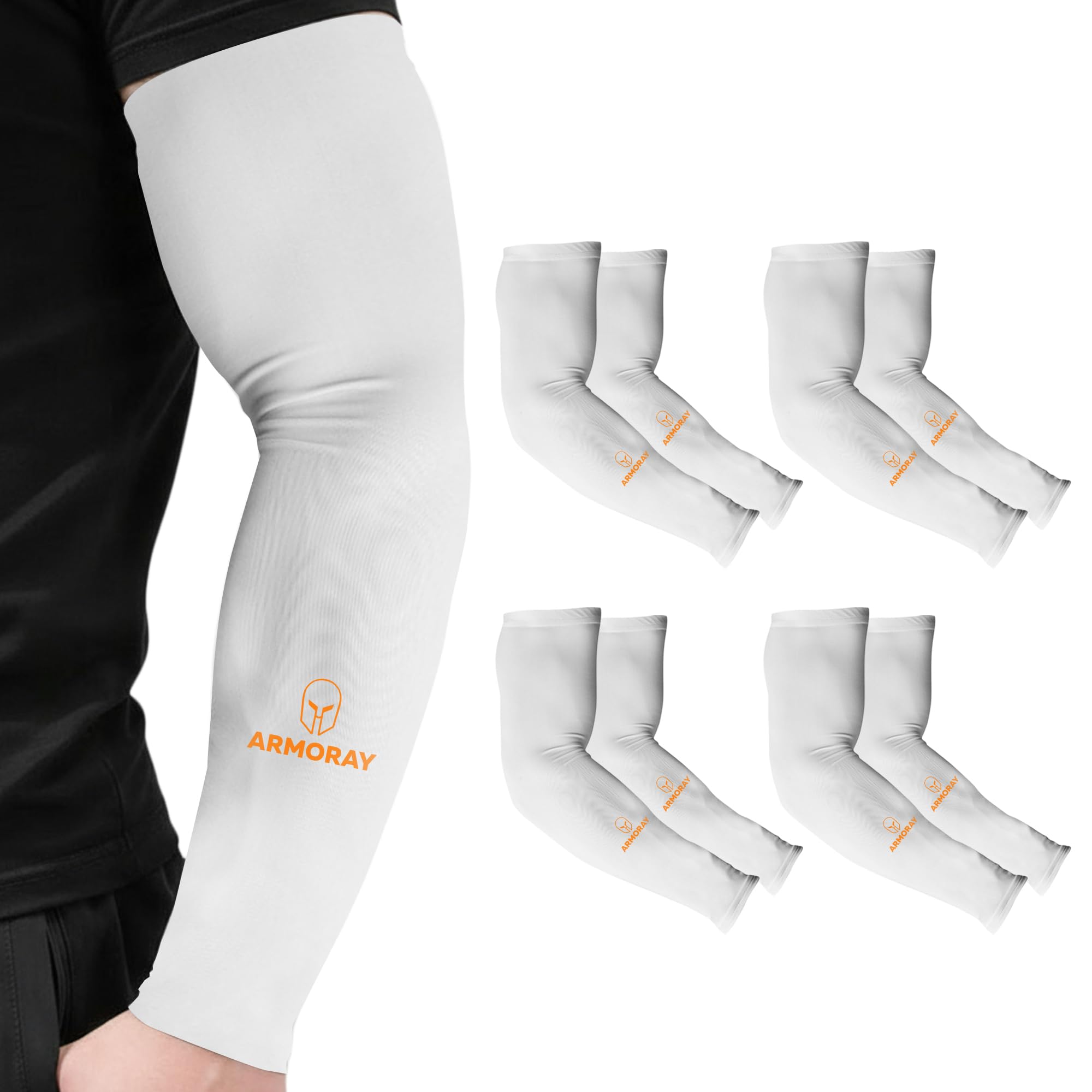 ARMORAY Arm Sleeves for Men or Women - Compression Warmers to Cover Tattoo - for Basketball Golf Running Football Cycling or Sun Protection