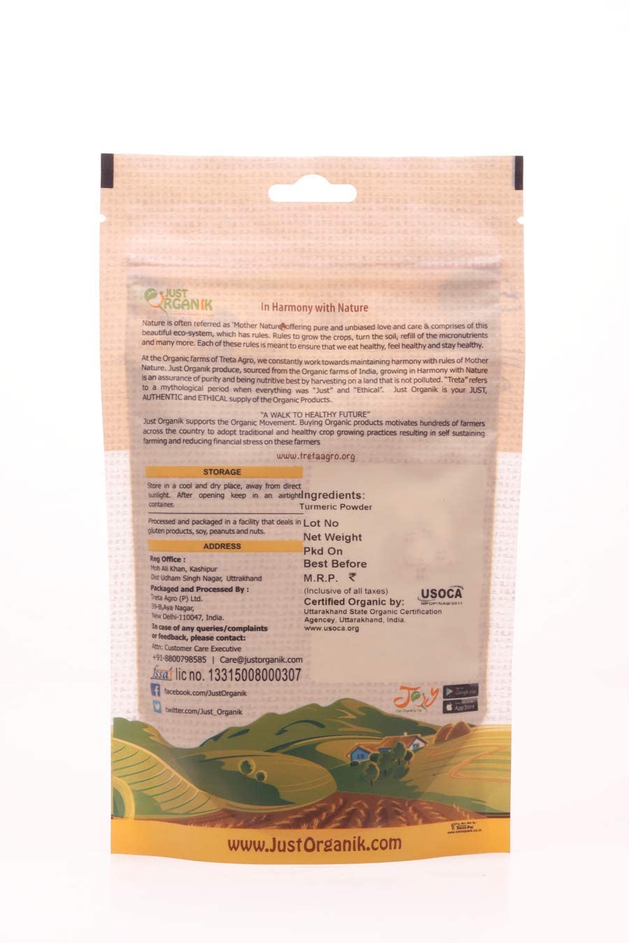 Just Organik Turmeric Powder 100gm, 100% Organic