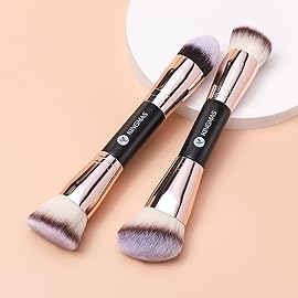 KINGMAS Foundation Brushes, 2Pcs Premium Bronzer Brush Double Ended Contour Makeup Brushes for Buffing Liquid, Cream, Powder, Blending Face Makeup