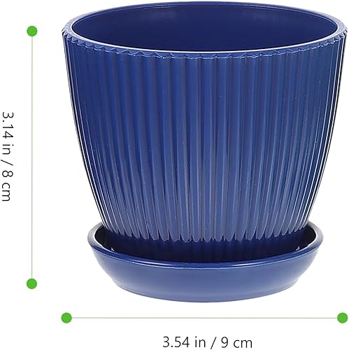 Miniatura 3 de EXCEART 4 macetas de plástico con agujeros de drenaje y bandeja, macetas de interior de colores surtidos para suculentas, plantas pequeñas,