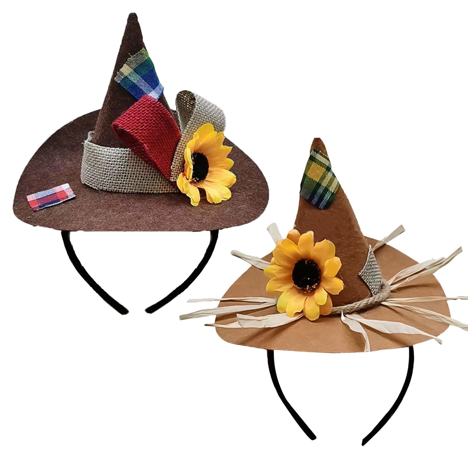 DVOFU 2Pieces Scarecrow Hat On Headband Flower Wizard Magican Hat Halloween Props Practical Decoration Party Supplies for Carnival Party Cosplay Adornment